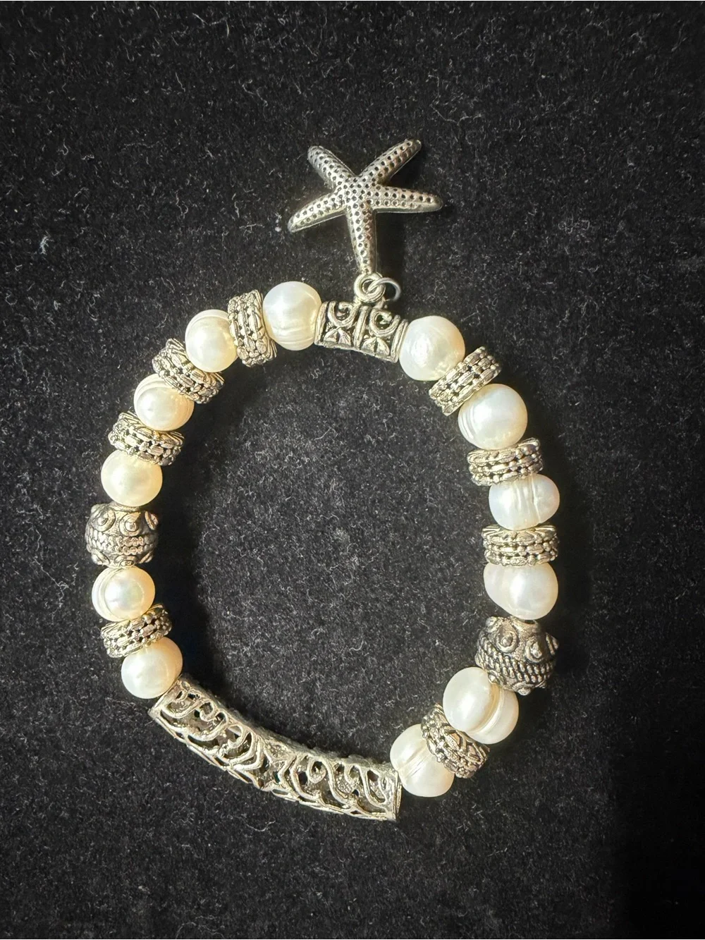 Starfish and Pearl Stretch Bracelet